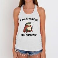 I Am A Conduit For Nonsense Funny Frog With Sword Women's Knotted Racerback Tank