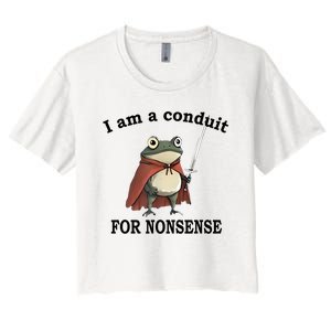 I Am A Conduit For Nonsense Funny Frog With Sword Women's Crop Top Tee