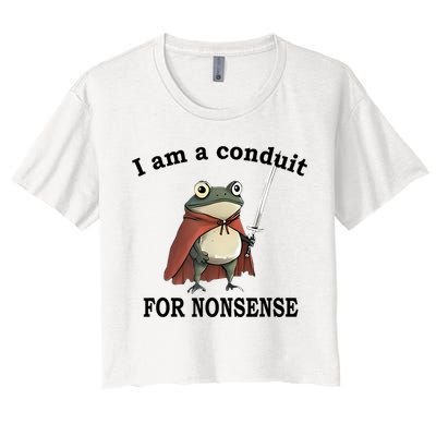 I Am A Conduit For Nonsense Funny Frog With Sword Crop Top