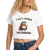 I Am A Conduit For Nonsense Funny Frog With Sword Crop Top