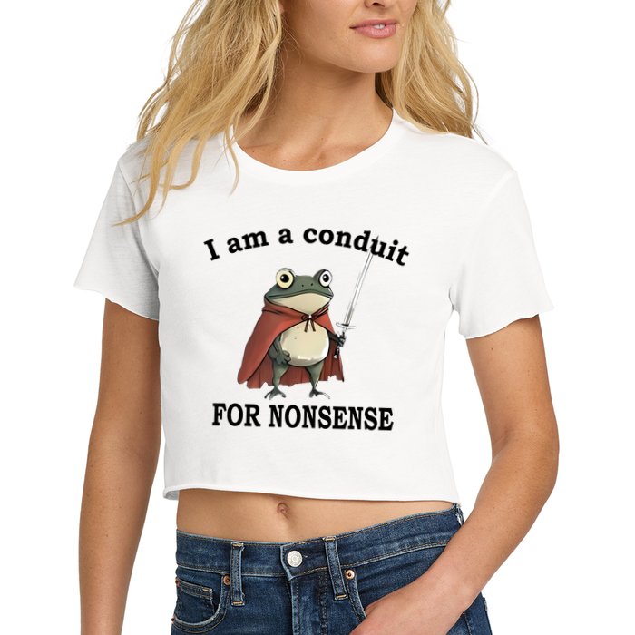I Am A Conduit For Nonsense Funny Frog With Sword Crop Top