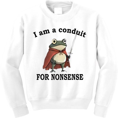 I Am A Conduit For Nonsense Funny Frog With Sword Kids Sweatshirt
