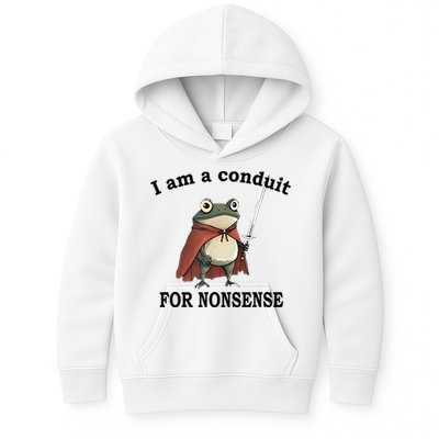 I Am A Conduit For Nonsense Funny Frog With Sword Kids Hoodie
