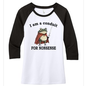 I Am A Conduit For Nonsense Funny Frog With Sword Women's Tri-Blend 3/4-Sleeve Raglan Shirt