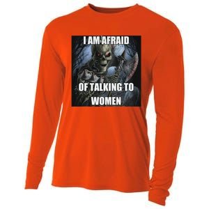 I Am Afraid Of Talking To Women Funny Hard Skeleton Cooling Performance Long Sleeve Crew