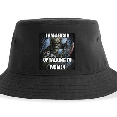 I Am Afraid Of Talking To Women Funny Hard Skeleton Sustainable Bucket Hat
