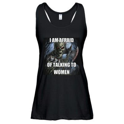 I Am Afraid Of Talking To Women Funny Hard Skeleton Ladies Essential Flowy Tank