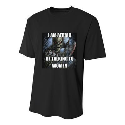 I Am Afraid Of Talking To Women Funny Hard Skeleton Youth Performance Sprint T-Shirt