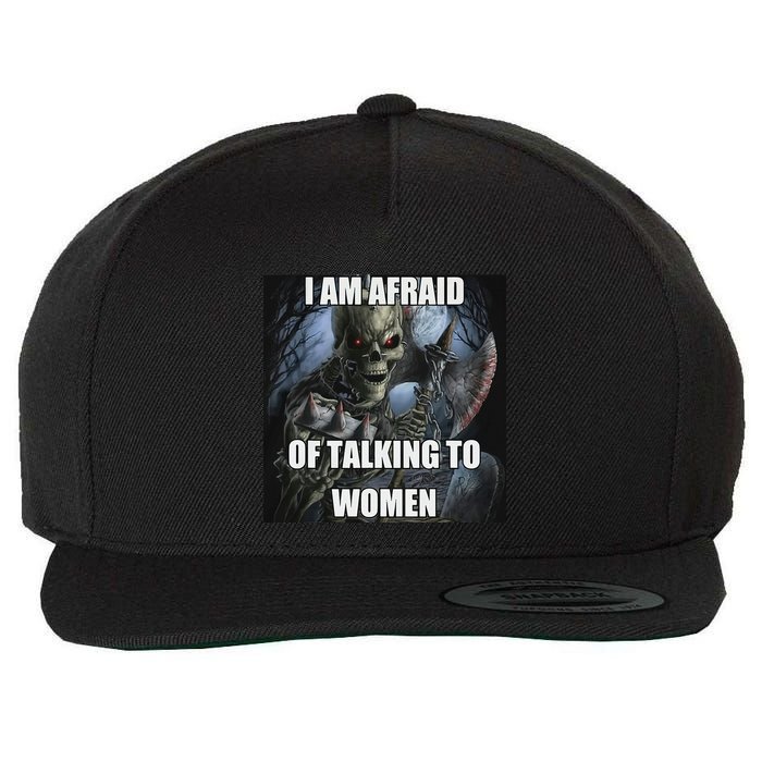 I Am Afraid Of Talking To Women Funny Hard Skeleton Wool Snapback Cap