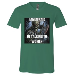 I Am Afraid Of Talking To Women Funny Hard Skeleton V-Neck T-Shirt