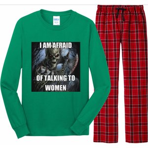 I Am Afraid Of Talking To Women Funny Hard Skeleton Long Sleeve Pajama Set