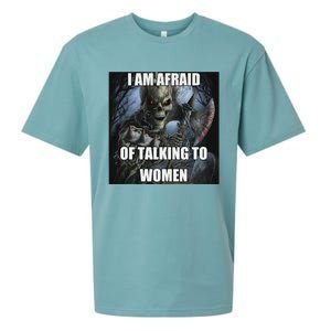 I Am Afraid Of Talking To Women Funny Hard Skeleton Sueded Cloud Jersey T-Shirt