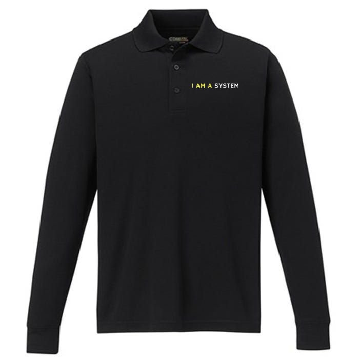 I Am A System Funny Performance Long Sleeve Polo