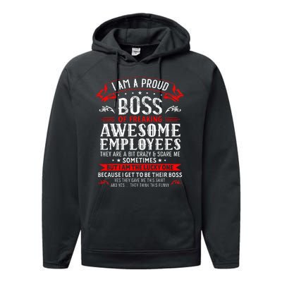 I Am A Proud Boss Of Freaking Awesome Employees Performance Fleece Hoodie