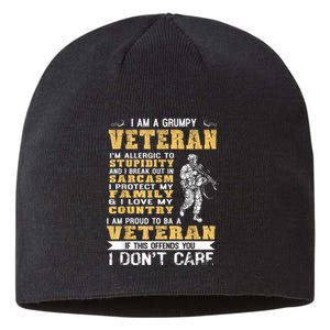 I Am A Grumpy Veteran Proud To Be Veteran Gift Sustainable Beanie