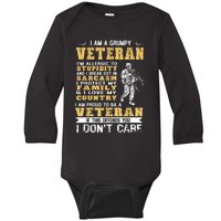 I Am A Grumpy Veteran Proud To Be Veteran Gift Baby Long Sleeve Bodysuit