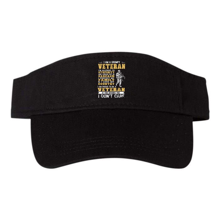 I Am A Grumpy Veteran Proud To Be Veteran Gift Valucap Bio-Washed Visor