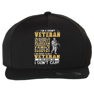 I Am A Grumpy Veteran Proud To Be Veteran Gift Wool Snapback Cap