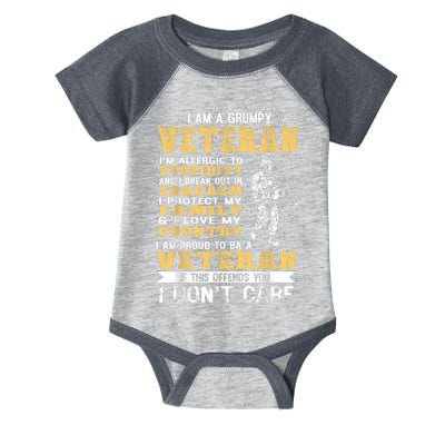 I Am A Grumpy Veteran Proud To Be Veteran Gift Infant Baby Jersey Bodysuit