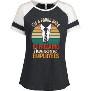 I Am A Proud Boss Of Freaking Awesome Employees Gift Enza Ladies Jersey Colorblock Tee