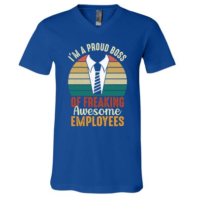 I Am A Proud Boss Of Freaking Awesome Employees Gift V-Neck T-Shirt