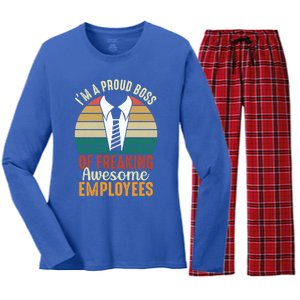 I Am A Proud Boss Of Freaking Awesome Employees Gift Women's Long Sleeve Flannel Pajama Set 