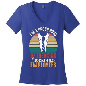 I Am A Proud Boss Of Freaking Awesome Employees Gift Women's V-Neck T-Shirt