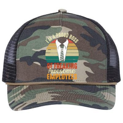 I Am A Proud Boss Of Freaking Awesome Employees Gift Retro Rope Trucker Hat Cap