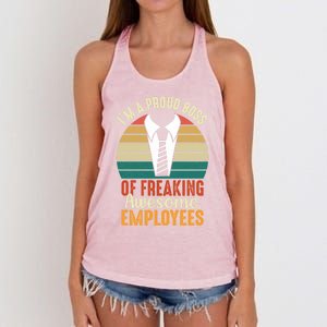 I Am A Proud Boss Of Freaking Awesome Employees Gift Women's Knotted Racerback Tank