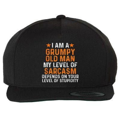 I Am A Grumpy Old Man My Level Of Sarcasm Depends On Your Wool Snapback Cap