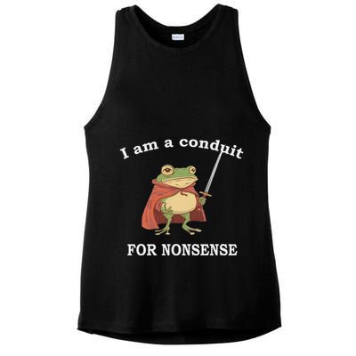 I Am A Conduit For Nonsense Funny Frog With Sword And Red Ladies PosiCharge Tri-Blend Wicking Tank