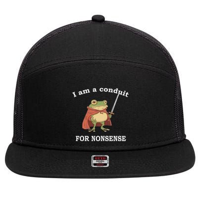 I Am A Conduit For Nonsense Funny Frog With Sword And Red 7 Panel Mesh Trucker Snapback Hat