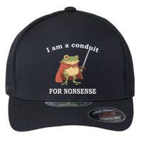 I Am A Conduit For Nonsense Funny Frog With Sword And Red Flexfit Unipanel Trucker Cap