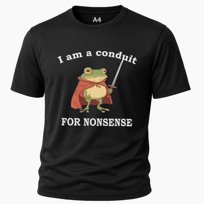 I Am A Conduit For Nonsense Funny Frog With Sword And Red Performance Shirt
