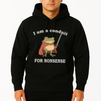I Am A Conduit For Nonsense Funny Frog With Sword And Red Hoodie