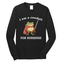 I Am A Conduit For Nonsense Funny Frog With Sword And Red Long Sleeve Shirt