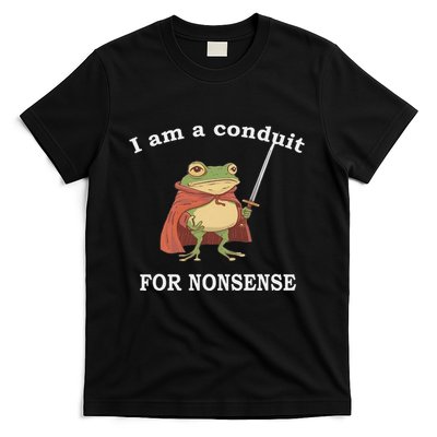I Am A Conduit For Nonsense Funny Frog With Sword And Red T-Shirt