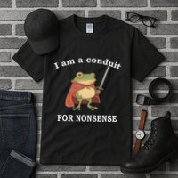 I Am A Conduit For Nonsense Funny Frog With Sword And Red Tall T-Shirt