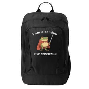 I Am A Conduit For Nonsense Funny Frog With Sword And Red City Backpack