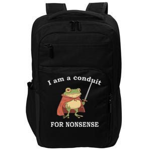 I Am A Conduit For Nonsense Funny Frog With Sword And Red Impact Tech Backpack