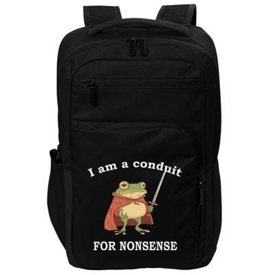 I Am A Conduit For Nonsense Funny Frog With Sword And Red Impact Tech Backpack