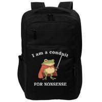 I Am A Conduit For Nonsense Funny Frog With Sword And Red Impact Tech Backpack