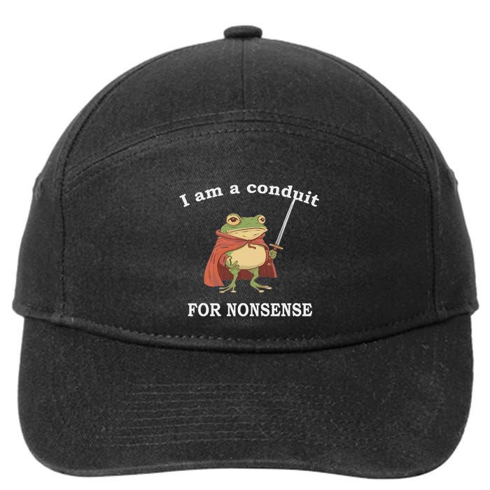 I Am A Conduit For Nonsense Funny Frog With Sword And Red 7-Panel Snapback Hat