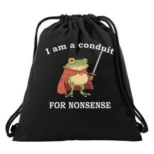 I Am A Conduit For Nonsense Funny Frog With Sword And Red Drawstring Bag