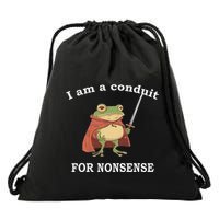 I Am A Conduit For Nonsense Funny Frog With Sword And Red Drawstring Bag