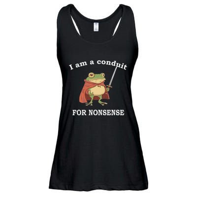 I Am A Conduit For Nonsense Funny Frog With Sword And Red Ladies Essential Flowy Tank