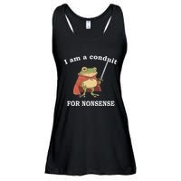 I Am A Conduit For Nonsense Funny Frog With Sword And Red Ladies Essential Flowy Tank