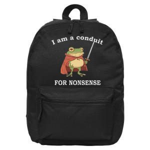 I Am A Conduit For Nonsense Funny Frog With Sword And Red 16 in Basic Backpack