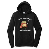 I Am A Conduit For Nonsense Funny Frog With Sword And Red Women's Pullover Hoodie