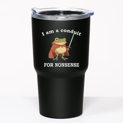 I Am A Conduit For Nonsense Funny Frog With Sword And Red Tumbler